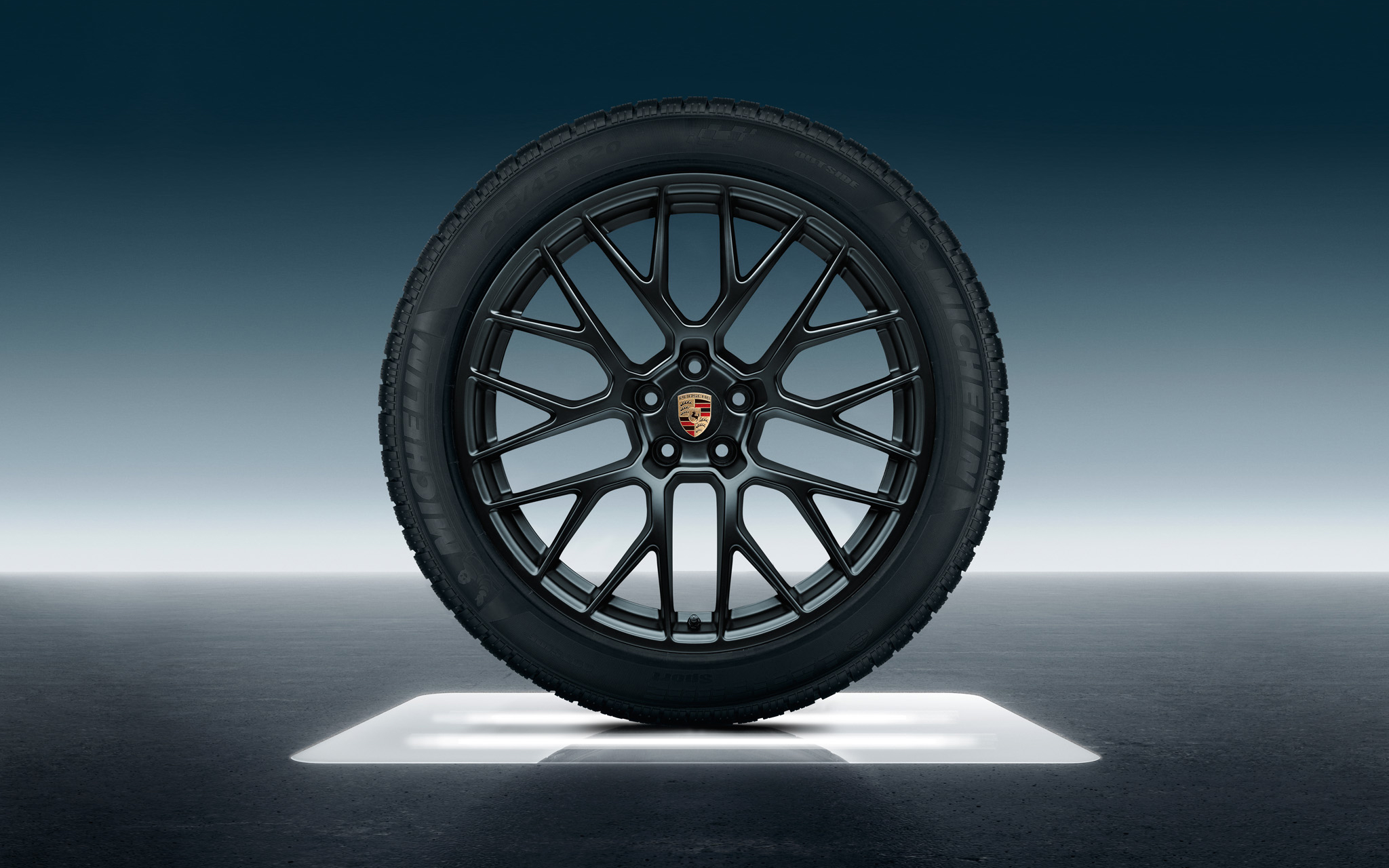 Porsche 95B044641J - Ensemble de roues hiver RS Spyder Design 20 pouces peintes couleur Noir (finition satinée)