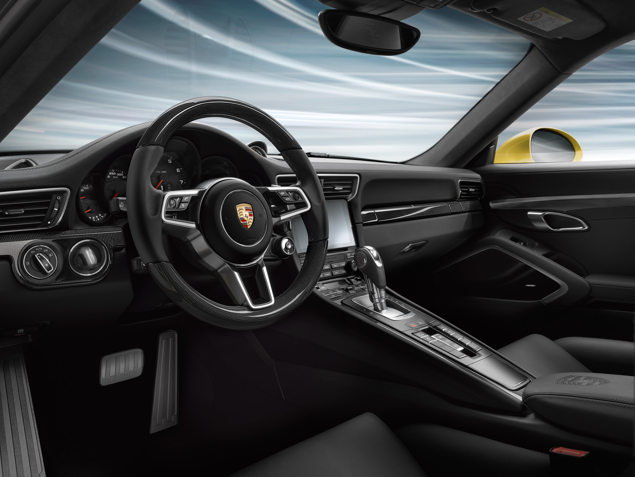 Porsche 99104440038A34 - Volant sport Carbone, multifonction et chauffant - Avec boîte manuelle
