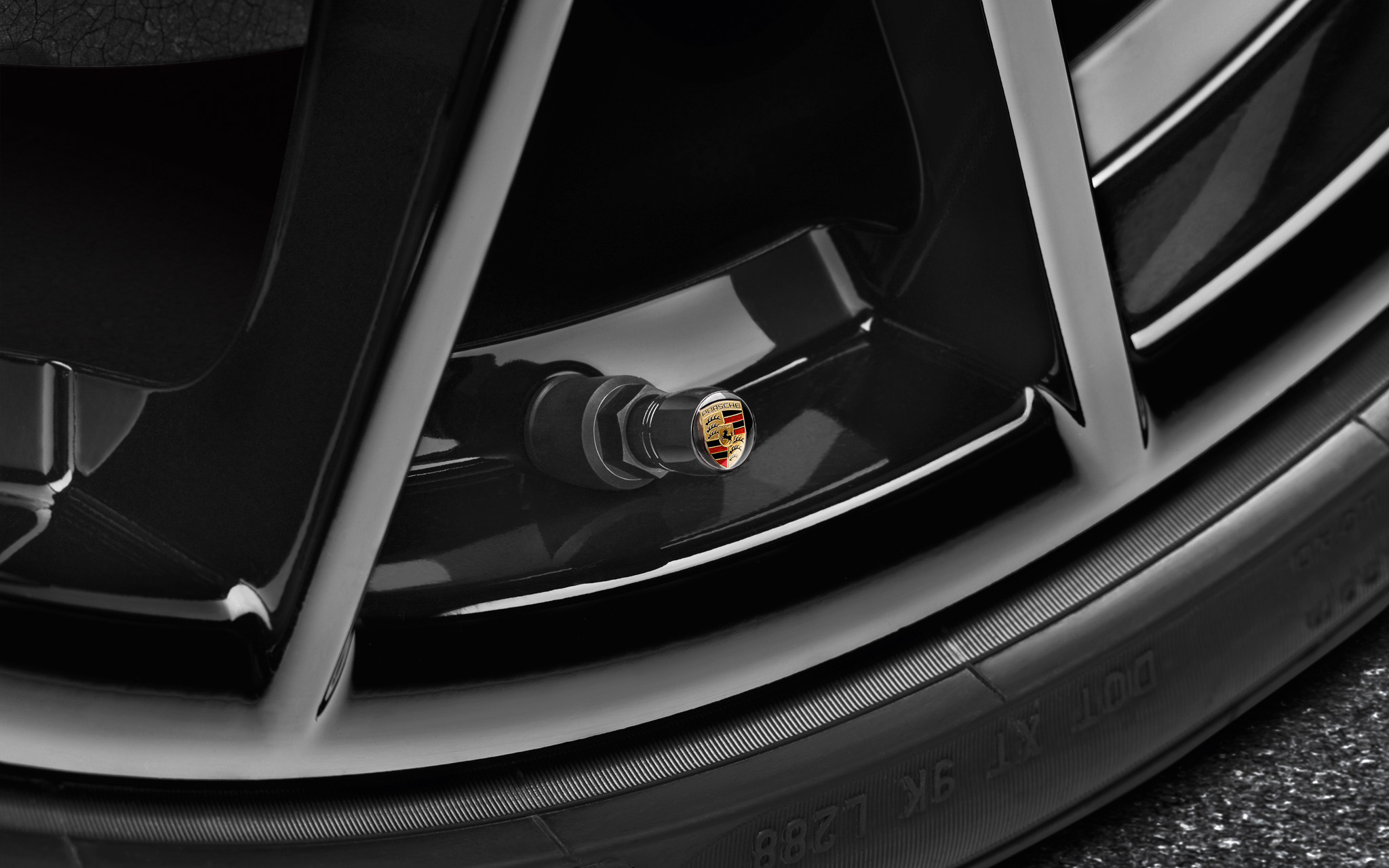Porsche 99104460267 - Bouchons de valves décoratifs - Noir couleur