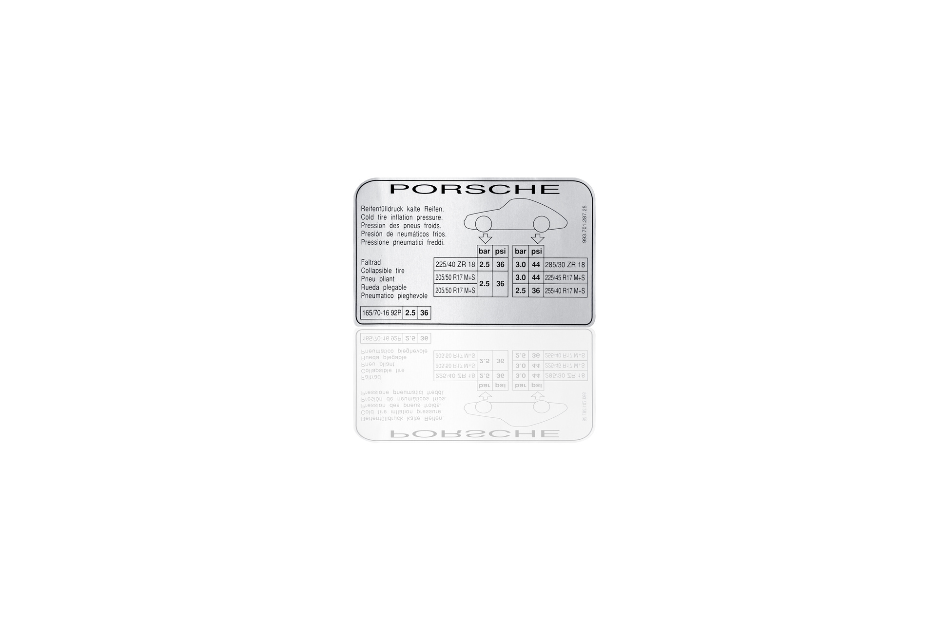 Porsche 99370128725 - Etiquette adhesif