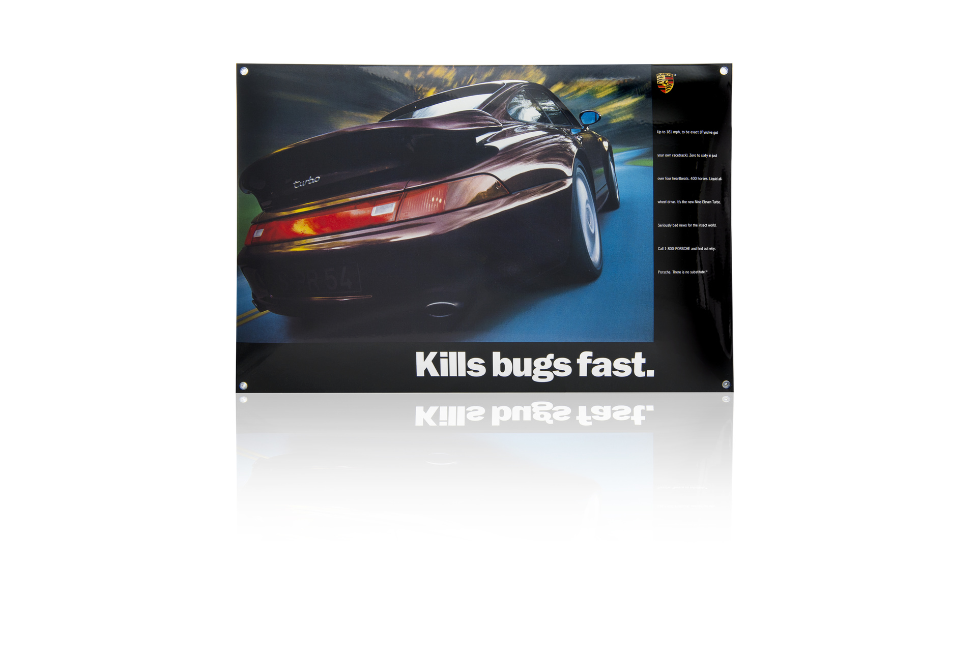Porsche PCG00099310 - Plaque émaillée Porsche 993  Turbo Kills bugs fast