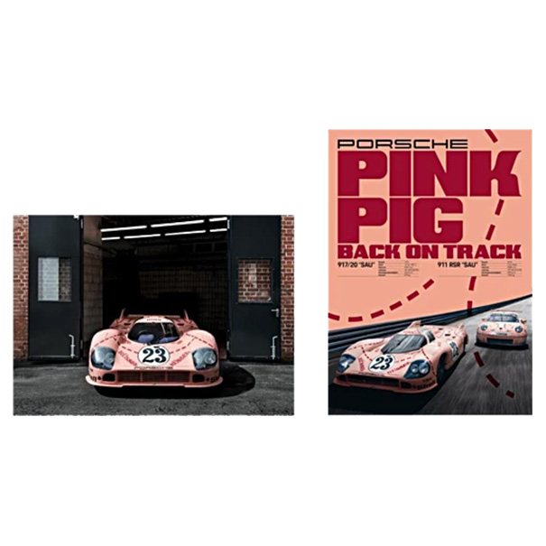 Porsche Set de Posters Cochon Rose, 50x70cm