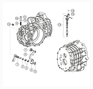 304-020 - Seletor lever + reverse-gear release unit