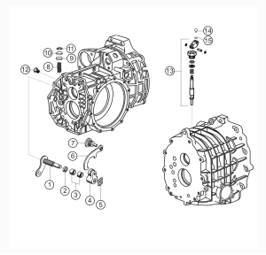 304-020 - Seletor lever + reverse-gear release unit