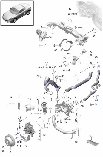 105-000 - Refroidisseur a refrigerant
Pompe a liq. refroidissement
boitier de thermostat
berceau