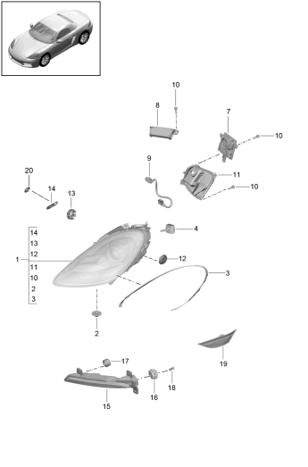 905-001 - Projecteurs
Projecteur supplementaire
Clignotant
feu de balisage lat.
Feux latéraux clignotants