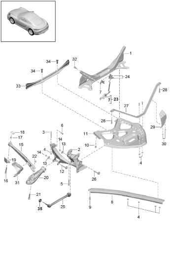 501-000 - Essieu arriere
panneau lat.
support
bras