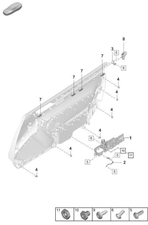 808-901 - Garniture de porte
Pieces de fixation
Elements carross.amovibles