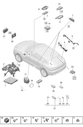 901-040 - Calculateurs
Calculateur (BCM) pour
syst. confort et reseau bord
pour vehicules avec KESSY
(authent. entree et demarrage)
Antenne pour authentification
entree et de demarrage (KESSY)
Calculateur pour chauffage
auxiliaire
Emetteur manuel