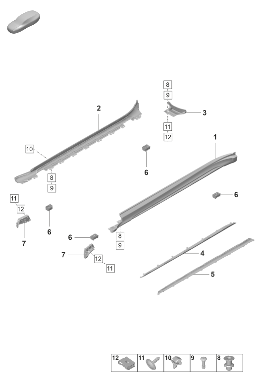 810-250 - Garniture bas de caisse
Elements carross.amovibles