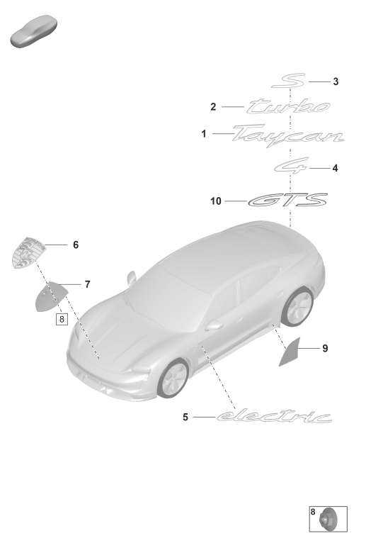 810-000 - monogramme
Ecusson Porsche
Pellicule antigravillons