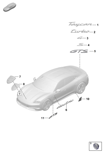810-000 - monogramme
Ecusson Porsche
Pellicule antigravillons