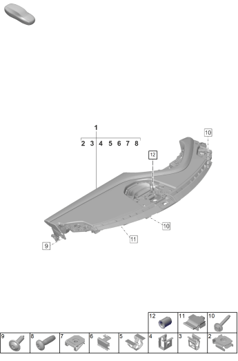 809-000 - Garniture du tableau de bord
Partie superieure
avec:
Pieces de fixation
