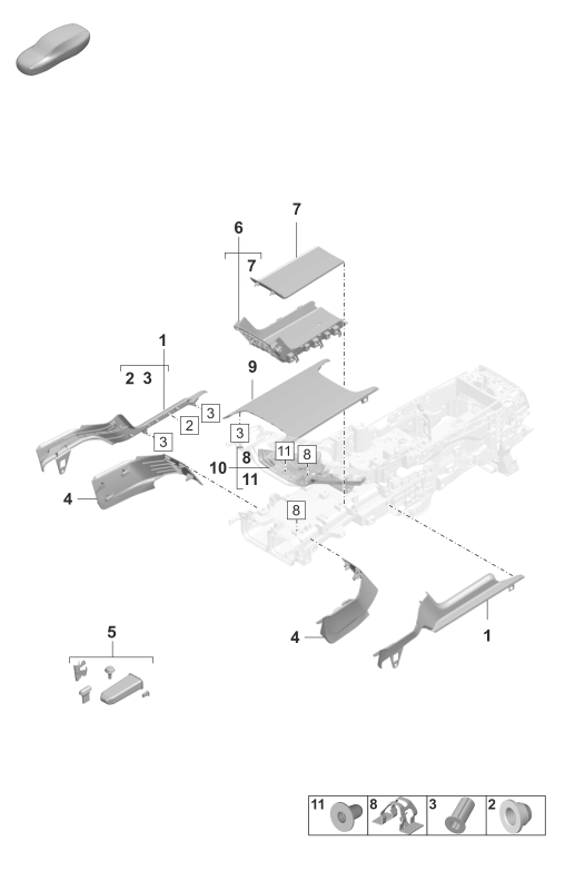 809-220 - Garnitures
coffret de rangement
Console centrale