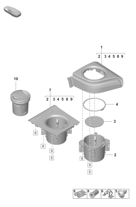 809-300 - Porte-boissons
insert de cendrier
Console centrale