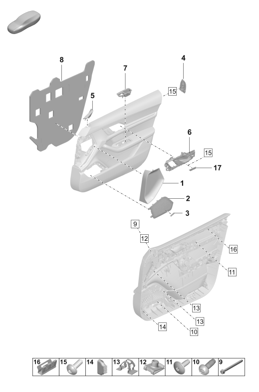 808-450 - Garniture de porte
Elements carross.amovibles
Pieces de fixation