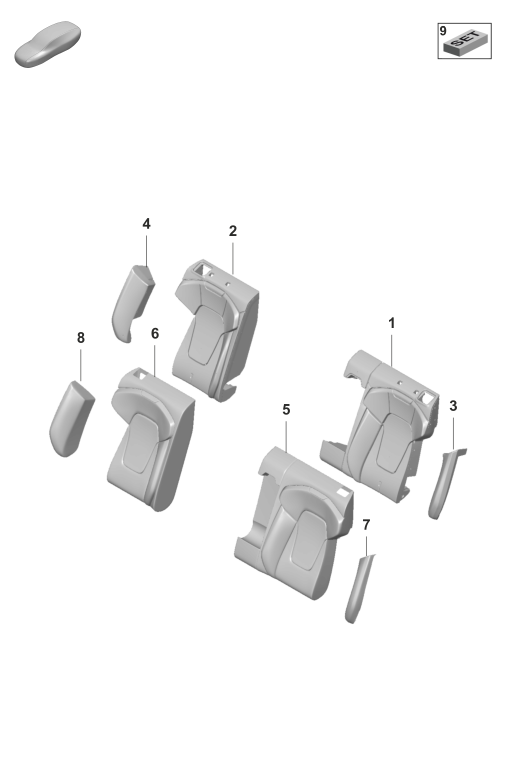 818-325 - Part. mousse pann.lat. dossier
Garniture dossier
siege sport
p. vehicules avec ventilation
de siege