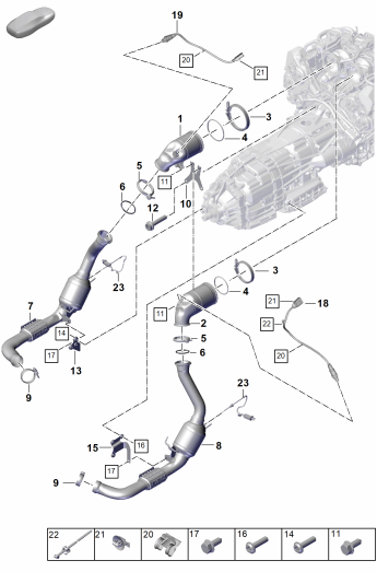 202-200 - systeme d'echappement
Catalyseur
Filtre à partic. mot. essence
Sonde lambda