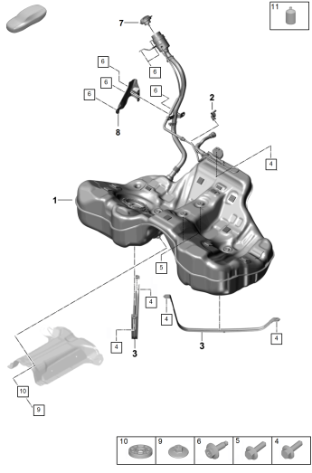 201-000 - reservoir a carburant avec
pieces rapportees
pour vehicules avec
transmission hybride