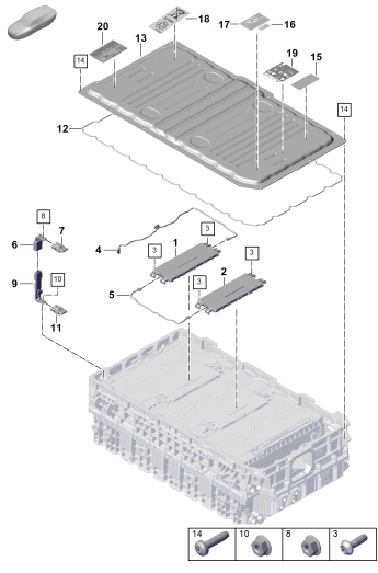 251-010 - Batterie hybride
pieces detail
Partie superieure
------------------------------
* ATTENTION! Les nos. de piece
* non specifies ne sont pas
* pieces rech. compte tenu de
* l'importance reparationVoir
* du manuel de reparation!
