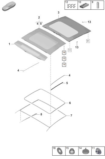 811-000 - toit coulissant verre
Elements carross.amovibles