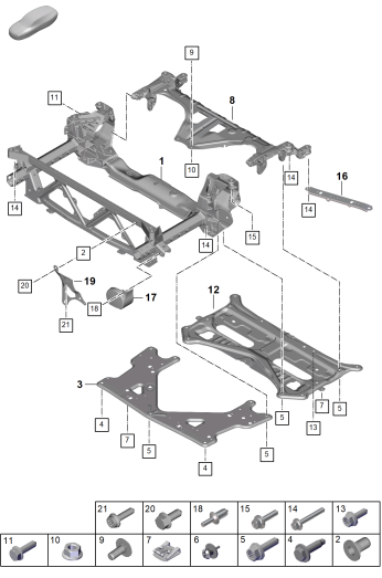401-000 - Traverse
cadre auxiliaire
Tole de protection