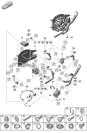 815-300 - Chauffage, climatiseur
pour vehicules avec
transmission hybride
evaporateur
Refroidissement de la batterie