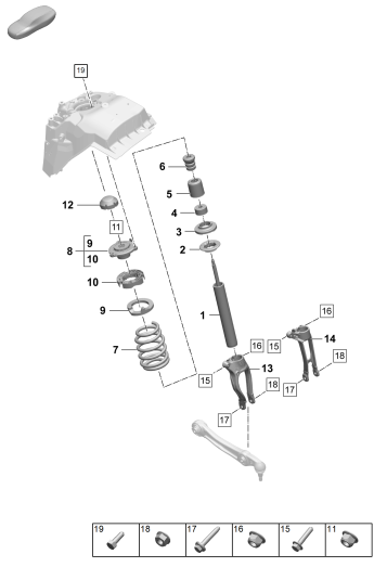 402-020 - Suspension acier
Jambe d'amortisseur complete
Ressort helicoidal