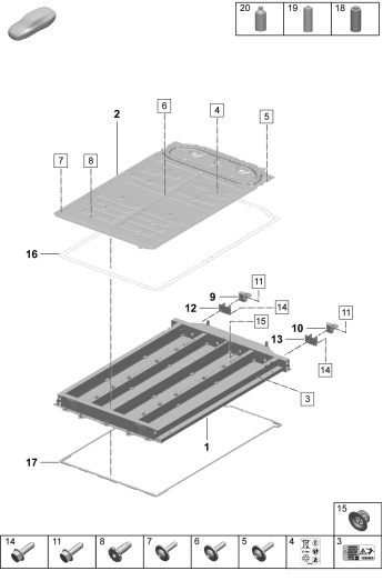 251-010 - Batterie haut voltage
boitier
------------------------------
* ATTENTION! Les nos. de piece
* non specifies ne sont pas
* pieces rech. compte tenu de
* l'importance reparationVoir
* du manuel de reparation!