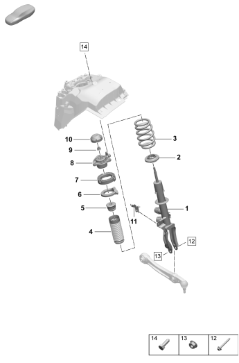 402-010 - Suspension acier
Jambe d'amortisseur complete
Ressort helicoidal