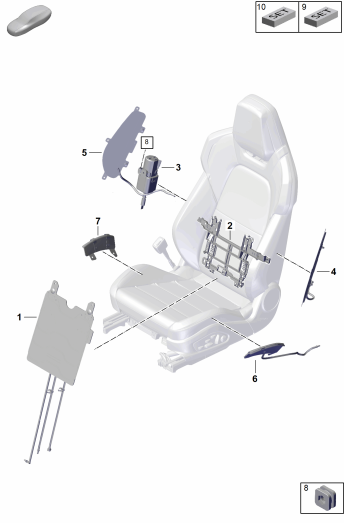 817-700 - Composants pneumat. pour siege
Siege Sport Plus
p. vehicules avec reglage
electr. sieges 18 courses