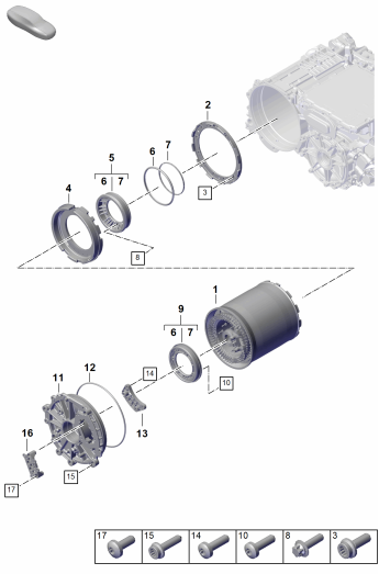 153-400 - Moteur princ. entrain. electr.
Stator
Essieu arriere
