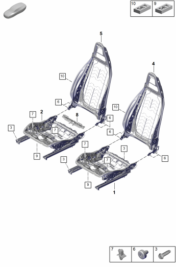 817-000 - armature de siege et dossier
siege sport
p. vehicules avec reglage
electr. sieges 8 courses