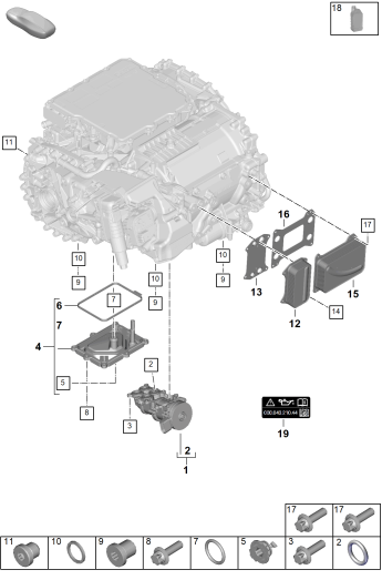 355-100 - Moteur princ. entrain. electr.
Essieu arriere
pompe a huile
carter d'huile