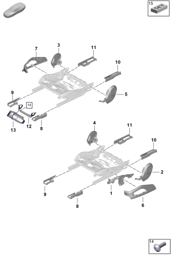 817-210 - Elements carross.amovibles
Siege
Siege de serie
p. vehicules avec reglage
electr. sieges 8 courses