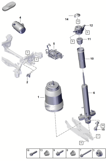 502-005 - Suspension pneumatique
ressort pneumatique
Amortisseur
Capteur d'assiette