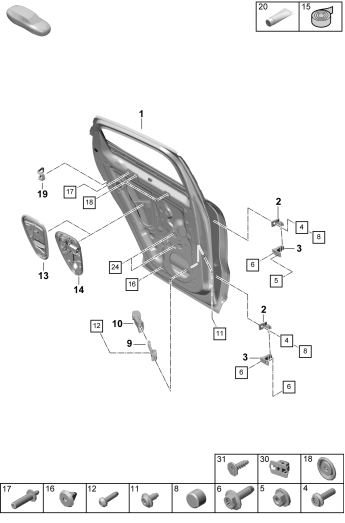 804-075 - Assemblage-tôlerie porte
Elements carross.amovibles
Coupe