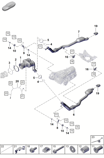 202-220 - systeme d'echappement
Filtre à partic. mot. essence
Tuyau d'echap. avec catalyseur
Sonde lambda
