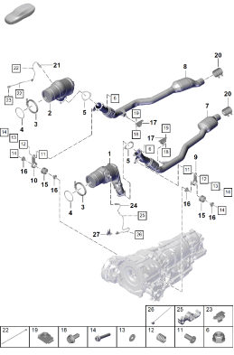 202-280 - systeme d'echappement
Filtre à partic. mot. essence
Tuyau d'echap. avec catalyseur
Sonde lambda