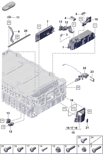 251-120 - Batterie hybride
pieces detail
Partie superieure
------------------------------
* ATTENTION! Les nos. de piece
* non specifies ne sont pas
* pieces rech. compte tenu de
* l'importance reparationVoir
* du manuel de reparation!
Voir information technique