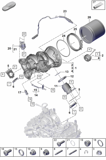 202-010 - Turbocompresseur a gaz d'ech.
Collecteur d'echappement
Sonde lambda