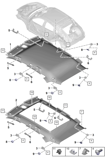 807-325 - Ciel de pavillon
et
Elements carross.amovibles
Coupe