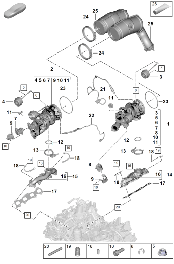 202-020 - Turbocompresseur a gaz d'ech.
Collecteur d'echappement
Sonde lambda