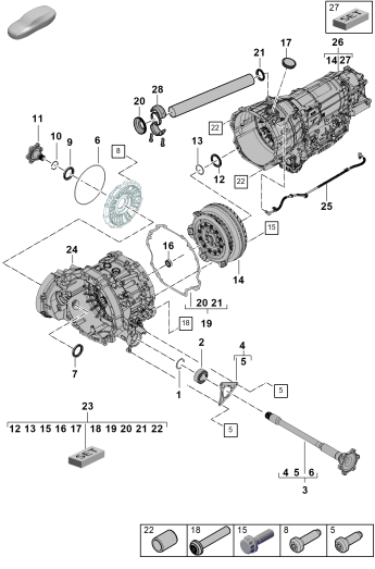 303-130 - Boite automatique 8 vitesses
pour vehicules avec
transmission hybride
Arbre a bride
Convertisseur