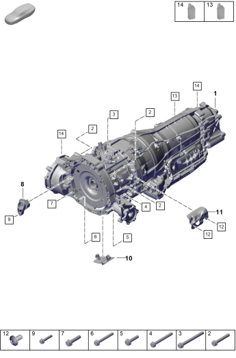 303-010 - Boite automatique 8 vitesses
pour vehicules avec
transmission hybride
pieces de fixation p. moteur
et bv