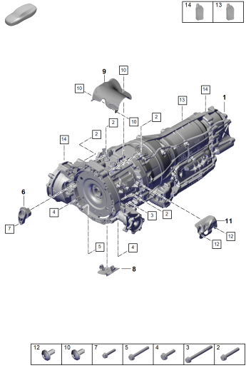 303-020 - Boite automatique 8 vitesses
pour vehicules avec
transmission hybride
pieces de fixation p. moteur
et bv