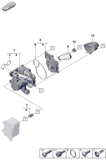 105-000 - Pompe a liq. refroidissement
Regulateur de refrigerant
ajutage de raccord
