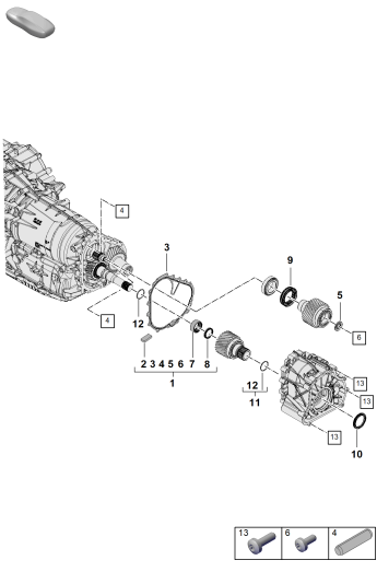 303-150 - Boite automatique 8 vitesses
pour vehicules avec
transmission hybride
pignon de sortie
Arbre d'essieu