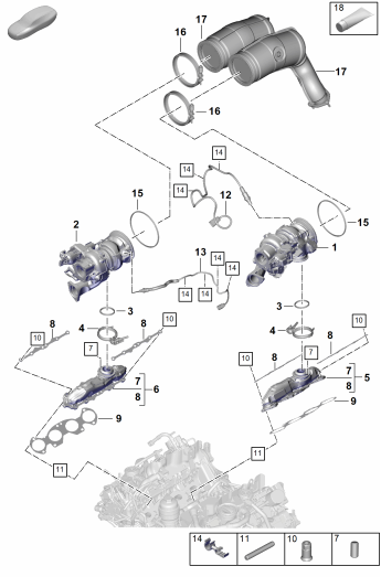 202-030 - Turbocompresseur a gaz d'ech.
Collecteur d'echappement
Sonde lambda