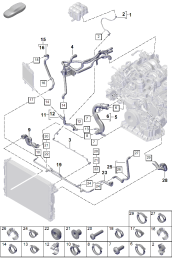105-340 - Refroidisseur a refrigerant
Reserv.compens liq. refroidis.
Conduit liq. refroidissement